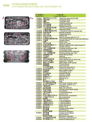 Clavo que entrelaza gamma Kit Titanium Gamma Nail Fixation de PFN